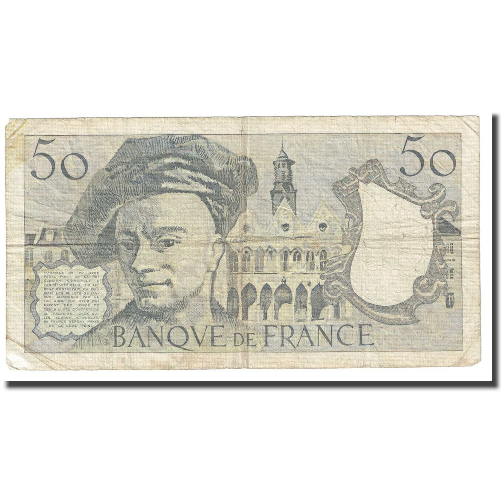 France, 50 Francs, Quentin de La Tour, 1981, TB, Fayette:67.7, KM:152b