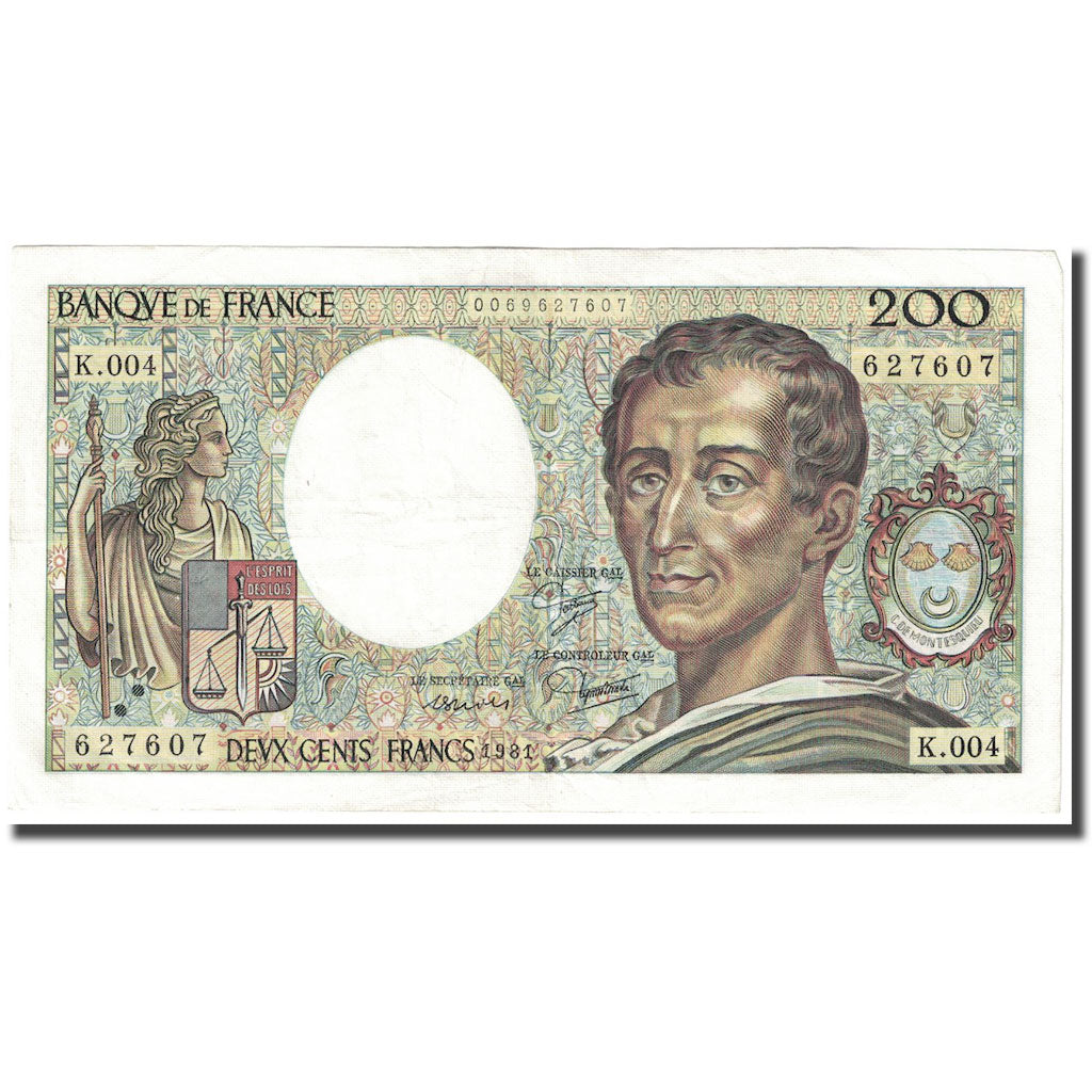 Francja, 200 Francs, Montesquieu, 1981, AU(55-58), Fayette:70.01, KM:155a