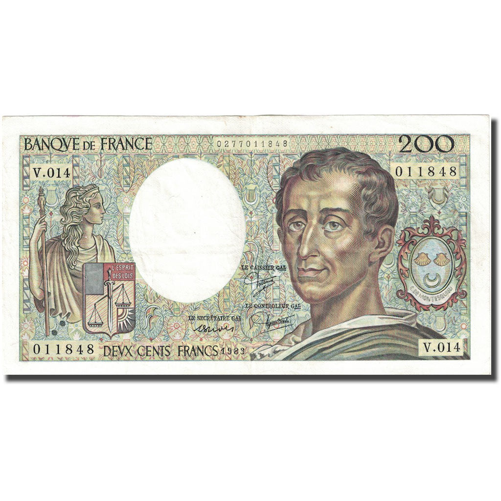 Francja, 200 Francs, Montesquieu, 1983, AU(50-53), Fayette:70.03, KM:155a