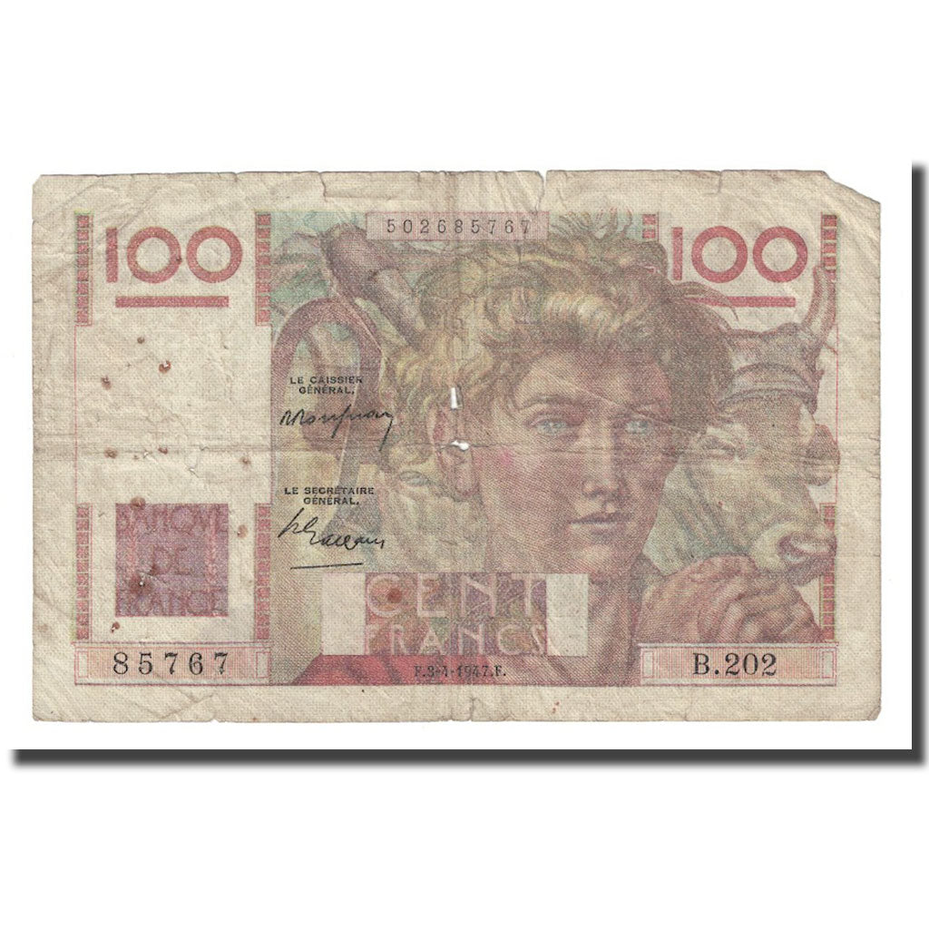 Frankrijk, 100 Francs, Jeune Paysan, 1947, 1947-04-03, B, KM:128b