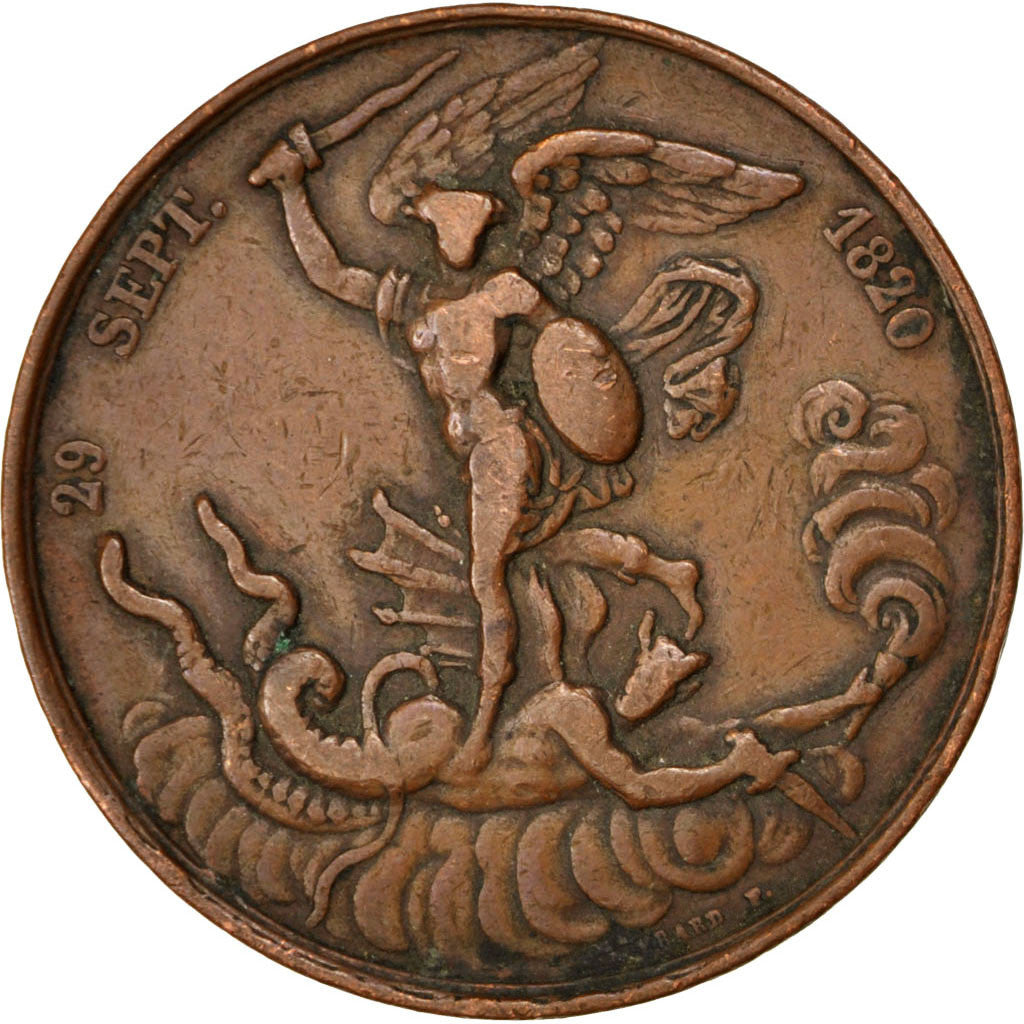 France, Medal, Louis XVIII, Politics, Society, War, 1820, Gayrard, EF(40-45)