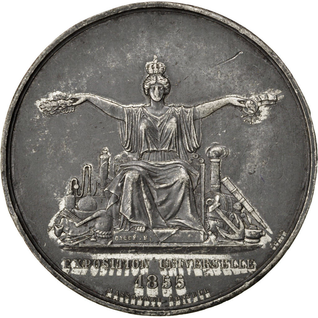 France, Medal, Second French Empire, Sciences & Technologies, 1855, Caqué
