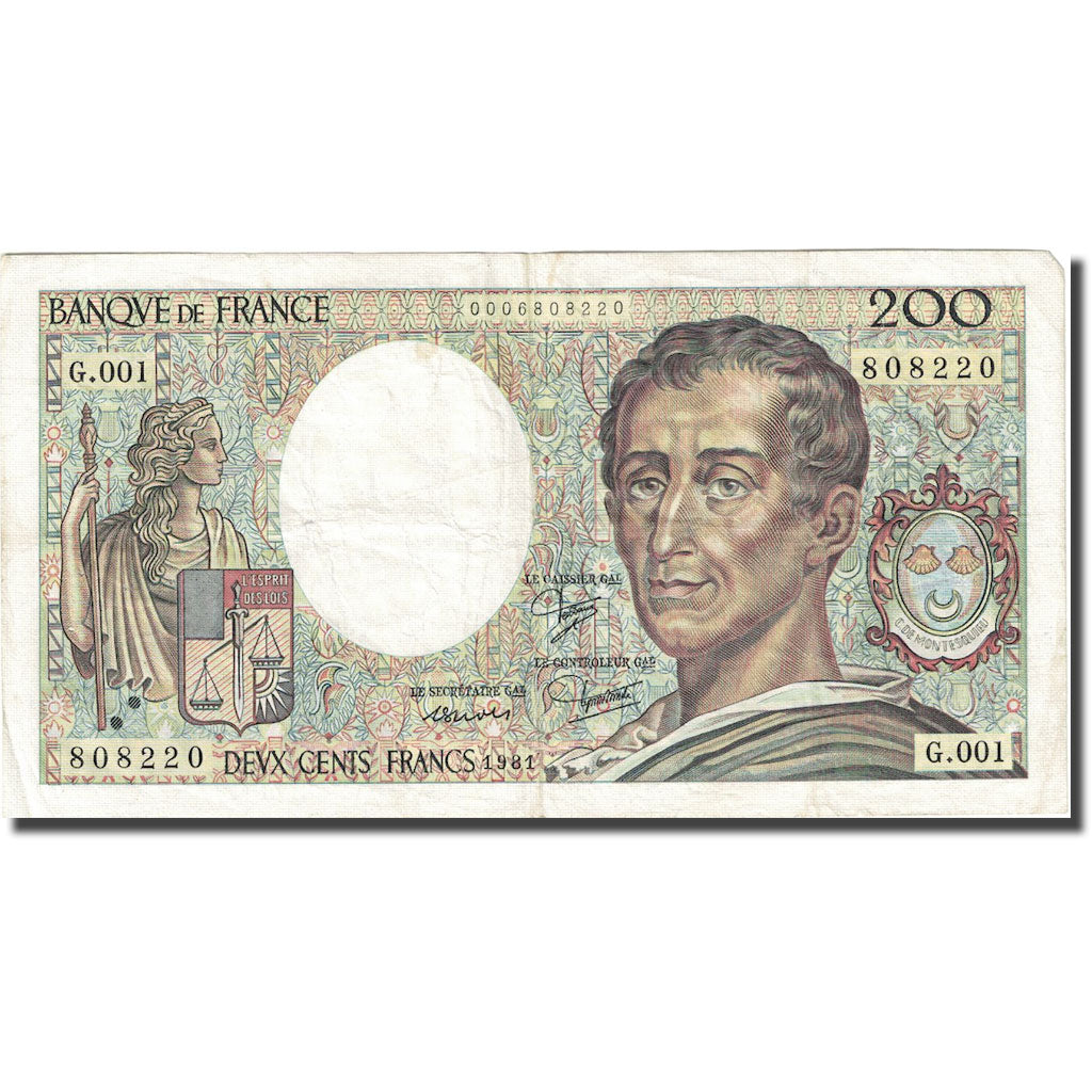 Francja, 200 Francs, Montesquieu, 1981, EF(40-45), Fayette:70.01, KM:155a