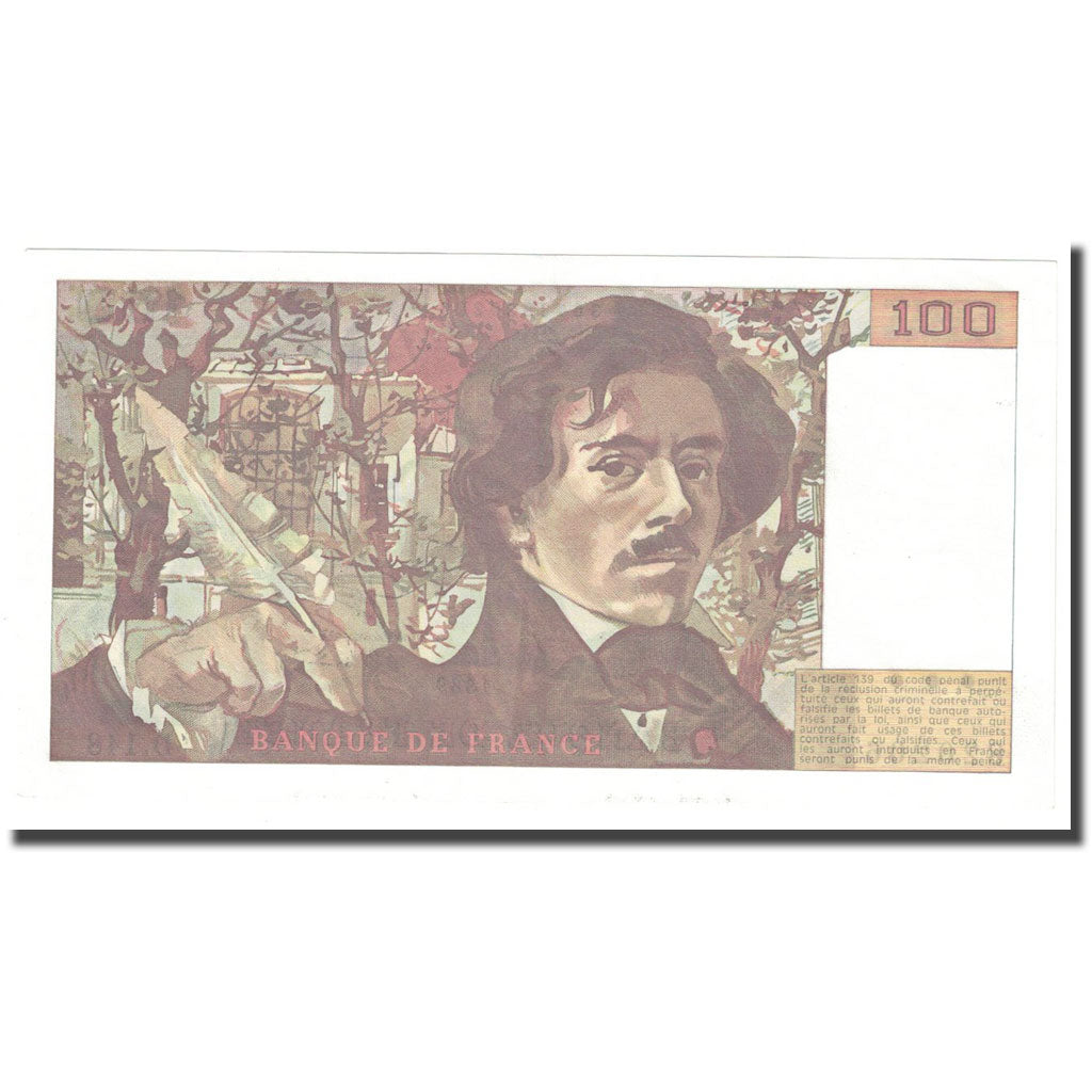 Francja, 100 Francs, Delacroix, 1989, UNC(65-70), Fayette:69.13c), KM:154d