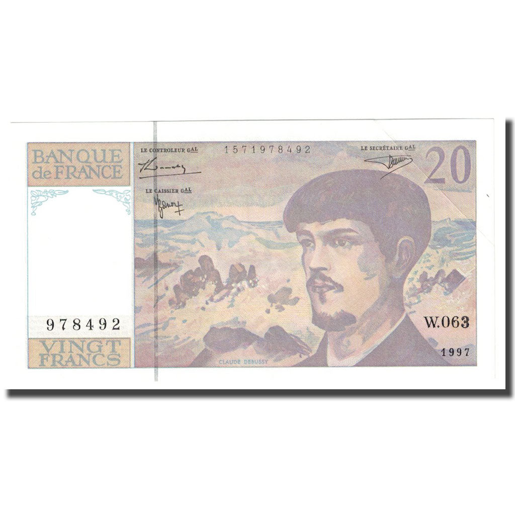 Francia, 20 Francs, Debussy, 1997, EBC+, Fayette:66ter.02.63, KM:151i