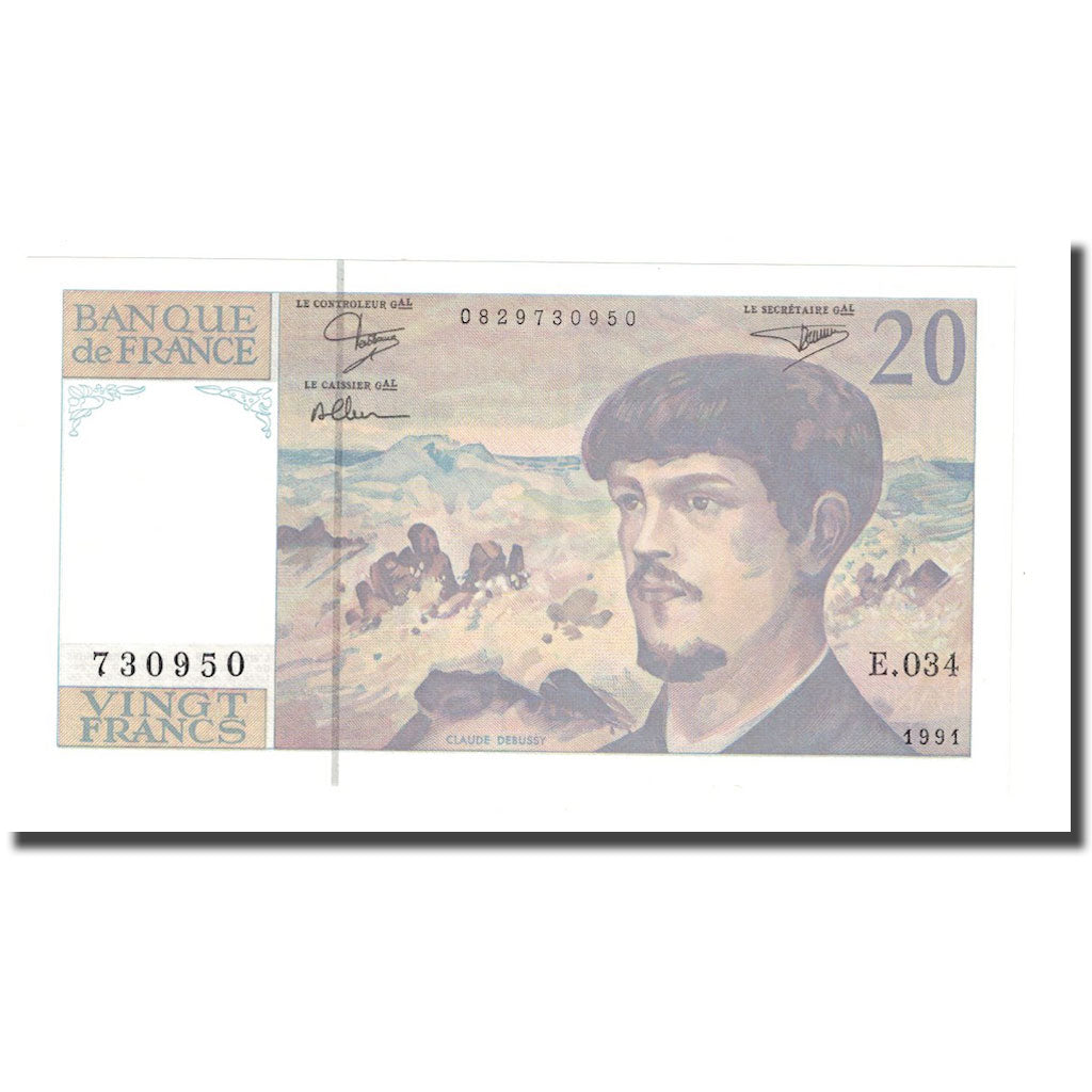 France, 20 Francs, Debussy, 1991, NEUF, Fayette:66Bis.2, KM:151e
