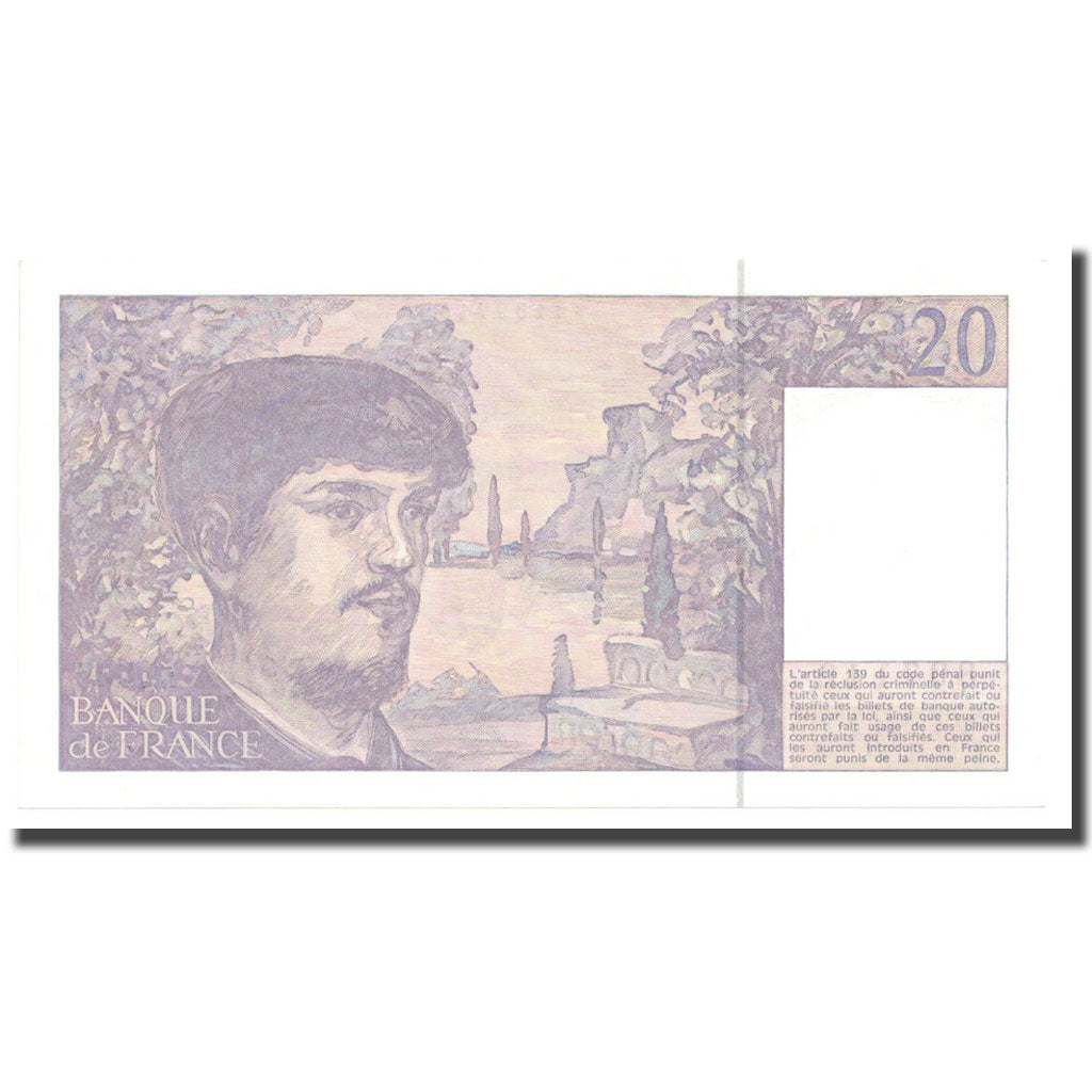 France, 20 Francs, Debussy, 1992, UNC(65-70), Fayette:66bis.3, KM:151f