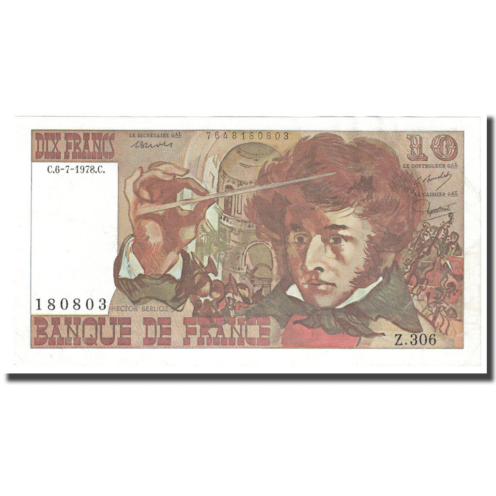 Francja, 10 Francs, Berlioz, 1978, 1978-07-06, AU(55-58), Fayette:63.25, KM:150c
