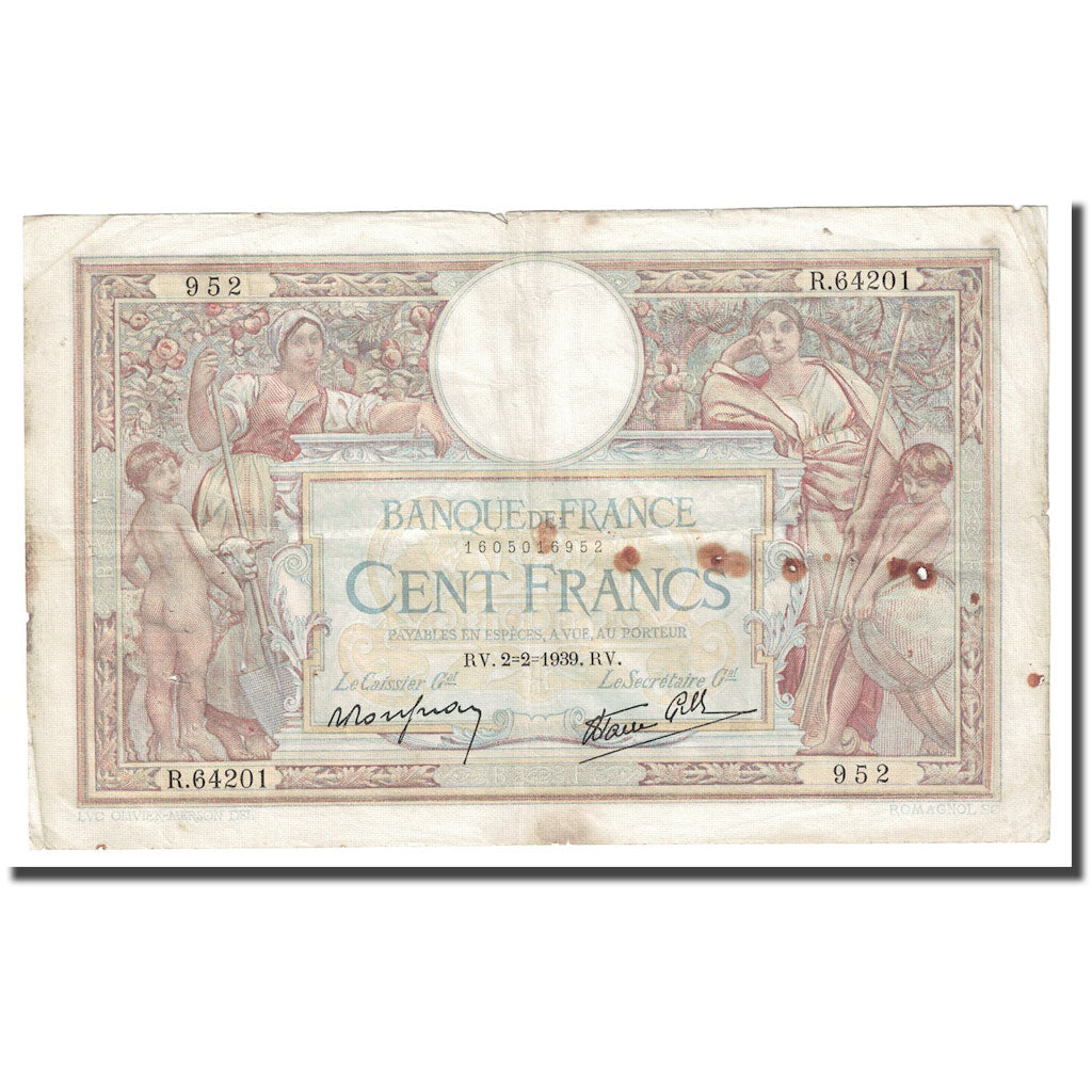 Francia, 100 Francs, Luc Olivier Merson, 1939, 1939-02-02, B, Fayette:25.24