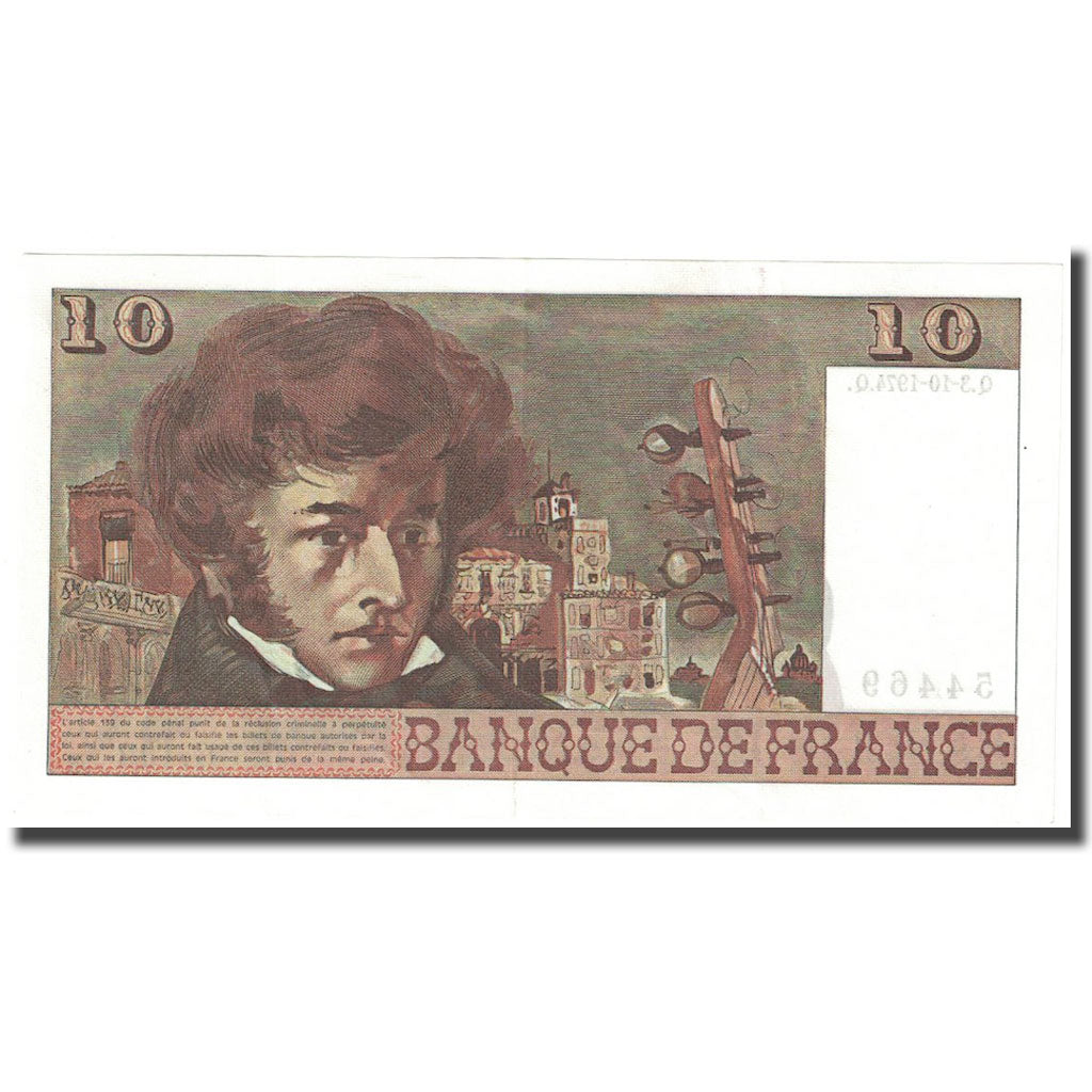França, 10 Francs, Berlioz, 1974, 1974-10-03, UNC(63), Fayette:63.7b, KM:150a