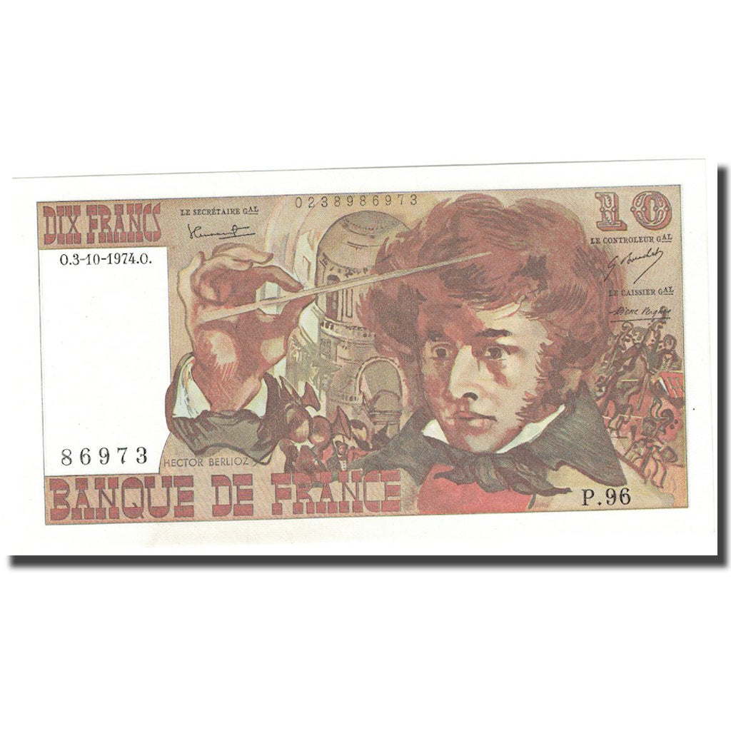 Frankreich, 10 Francs, Berlioz, 1974, 1974-10-03, UNZ, Fayette:63.7a, KM:150a