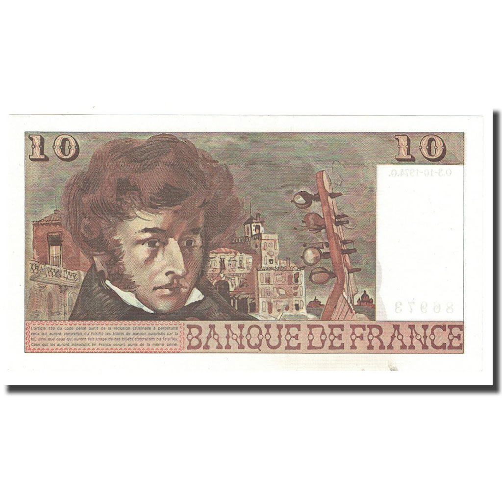 Frankreich, 10 Francs, Berlioz, 1974, 1974-10-03, UNZ, Fayette:63.7a, KM:150a