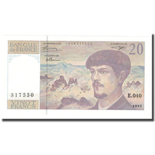France, 20 Francs, Debussy, 1993, UNC(65-70), Fayette:66 bis.4, KM:151f