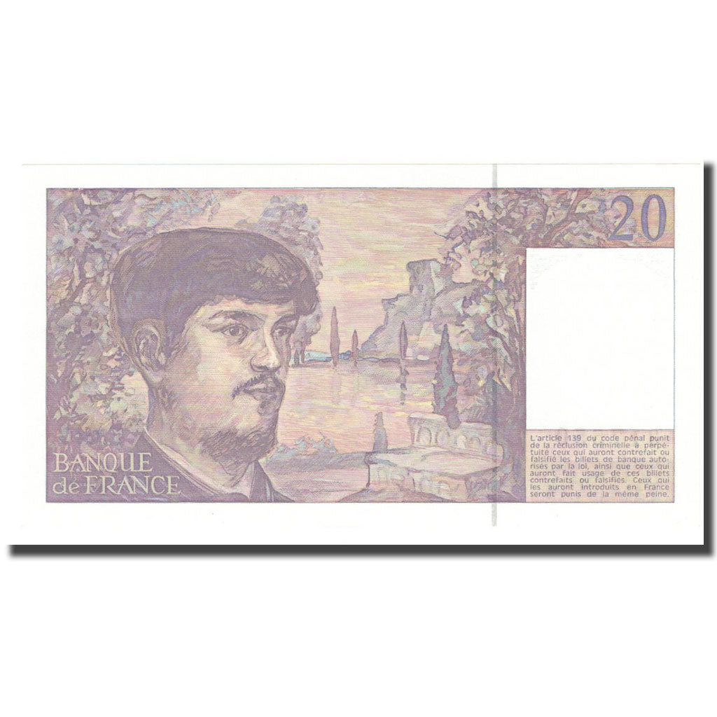 France, 20 Francs, Debussy, 1993, UNC(65-70), Fayette:66 bis.4, KM:151f