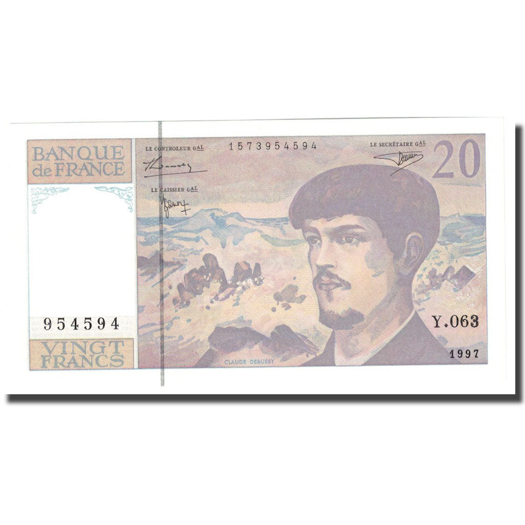 França, 20 Francs, Debussy, 1997, UNC(65-70), Fayette:66ter.02.63, KM:151i