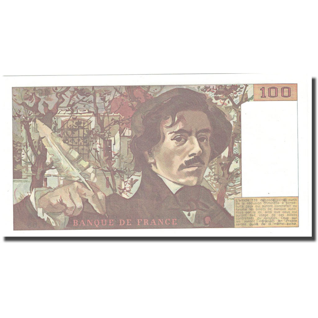 Francia, 100 Francs, Delacroix, 1983, UNC, Fayette:69.7, KM:154b