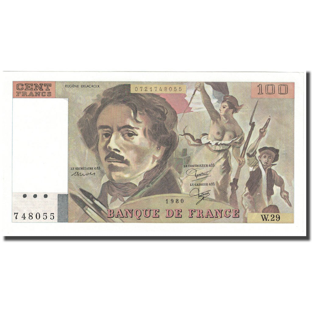 Frankreich, 100 Francs, Delacroix, 1980, UNZ-, Fayette:69.4a, KM:154b