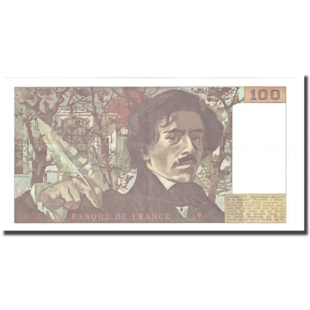 Frankreich, 100 Francs, Delacroix, 1980, VZ+, Fayette:69.4a, KM:154b
