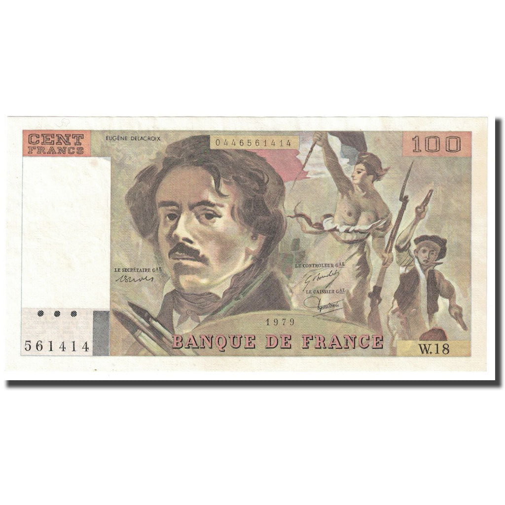Francja, 100 Francs, Delacroix, 1979, UNC(60-62), Fayette:69.2c, KM:154a