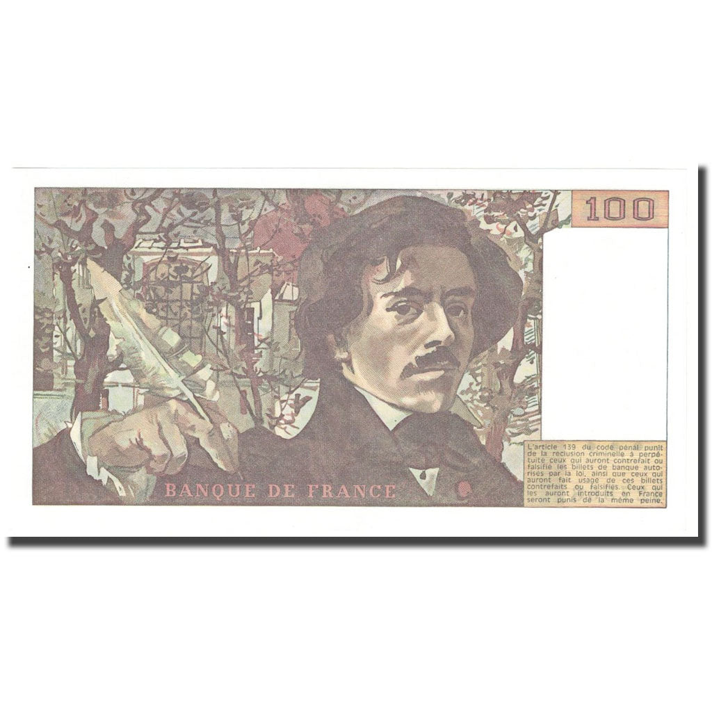 France, 100 Francs, Delacroix, 1979, UNC(64), Fayette:69.2c, KM:154a