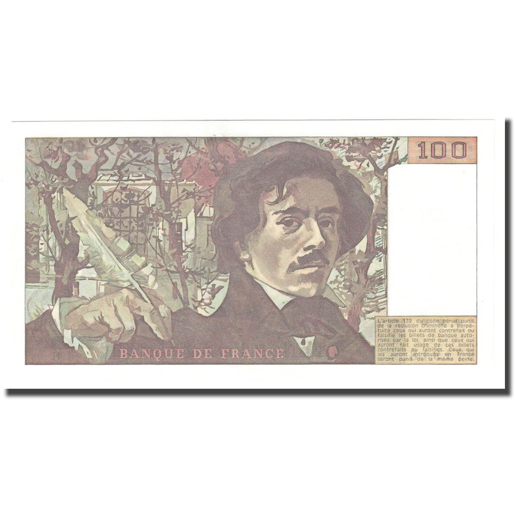 France, 100 Francs, Delacroix, 1978, UNC(65-70), Fayette:69.1d, KM:154a