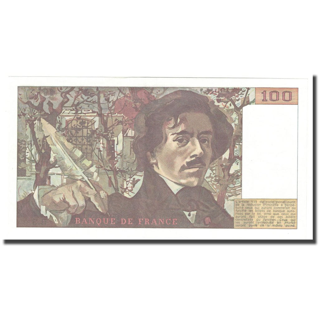 France, 100 Francs, Delacroix, 1978, UNC(63), Fayette:68.3, KM:153