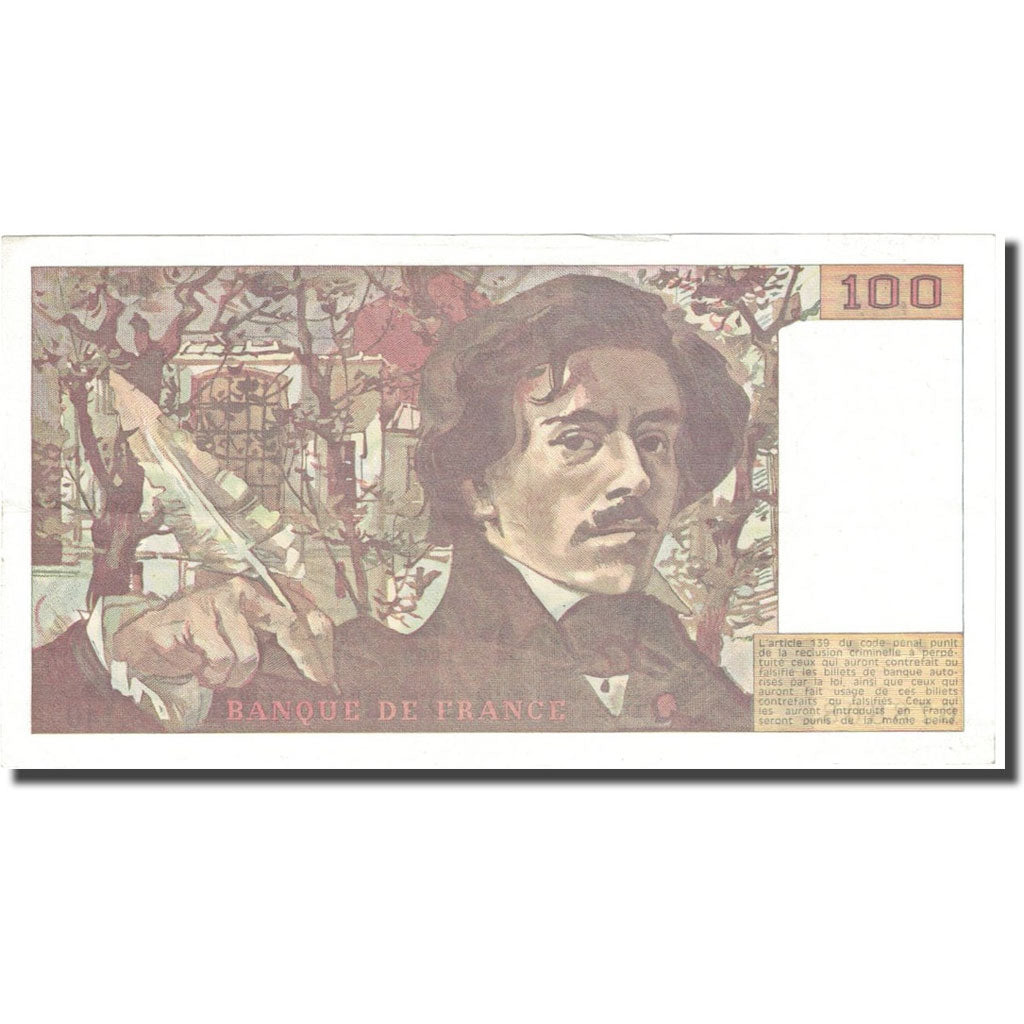 Francia, 100 Francs, Delacroix, 1989, SC, Fayette:69.13b, KM:154d