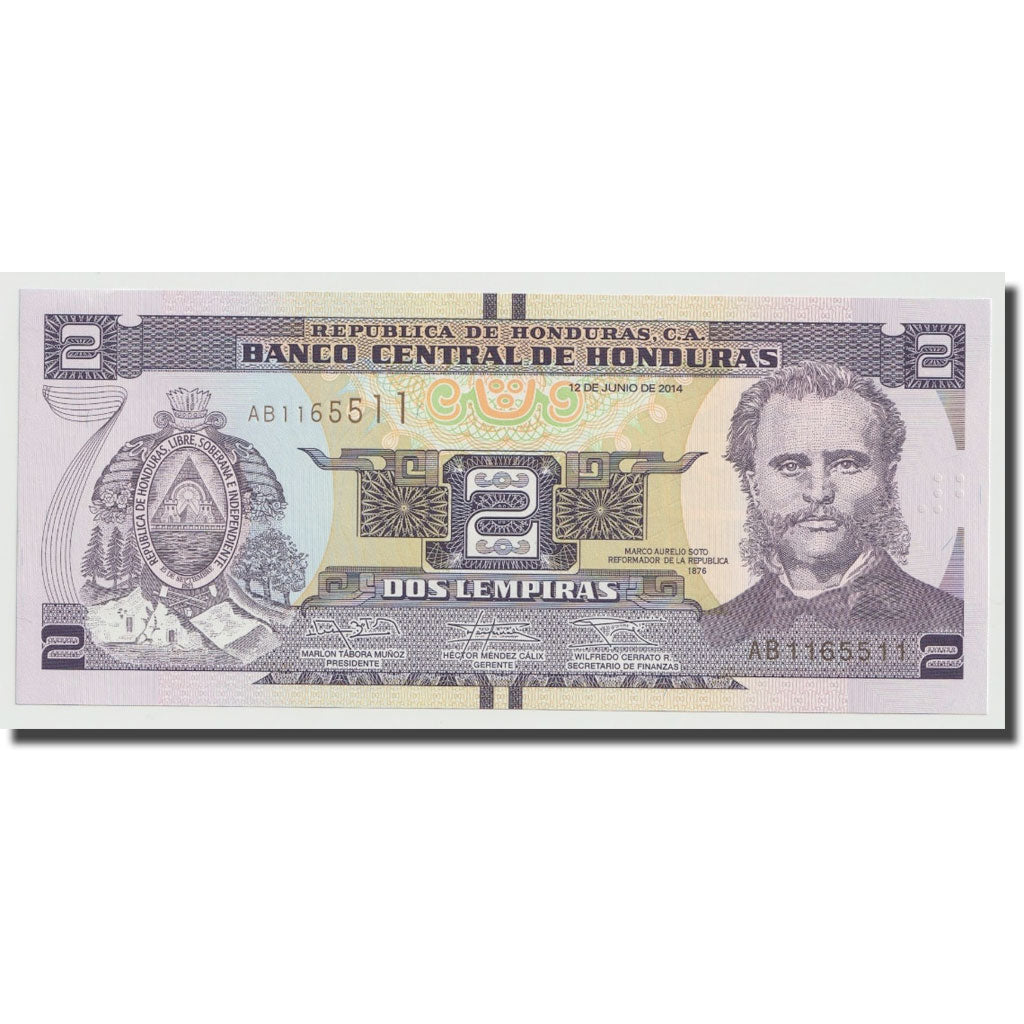 Nota, Honduras, 2 Lempiras, 2014, 2014-06-12, UNC(65-70)