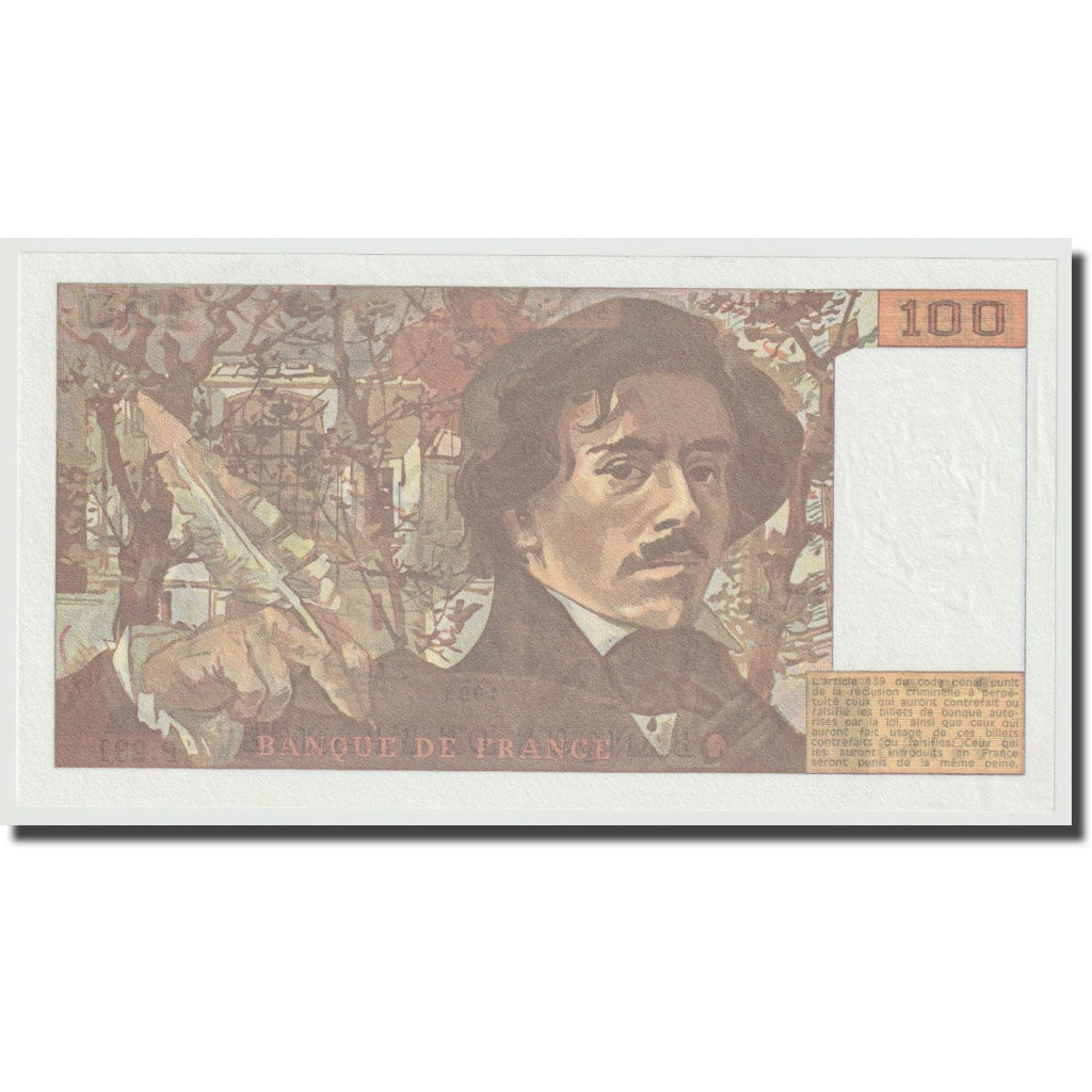 França, 100 Francs, Delacroix, 1993, UNC(65-70), Fayette:69bis.8, KM:154g