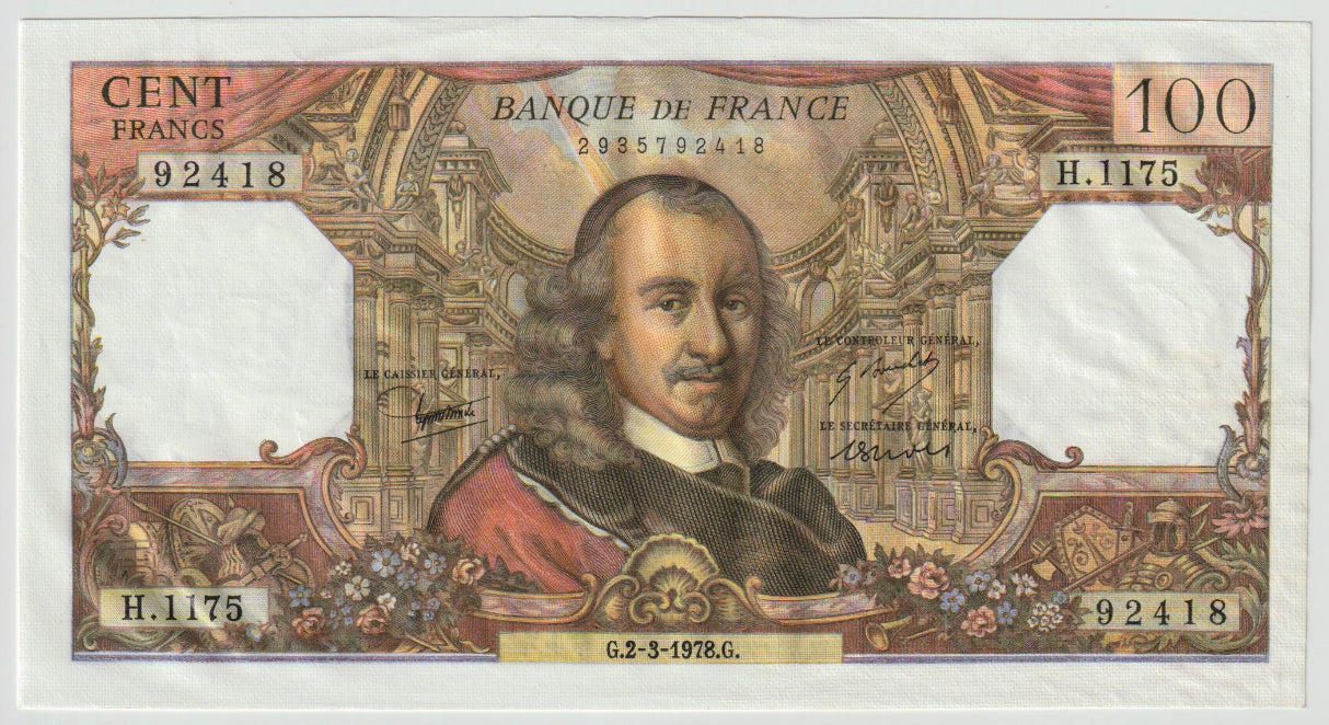 France, 100 Francs, Corneille, 1978, 1978-03-02, UNC(65-70), Fayette:65.62