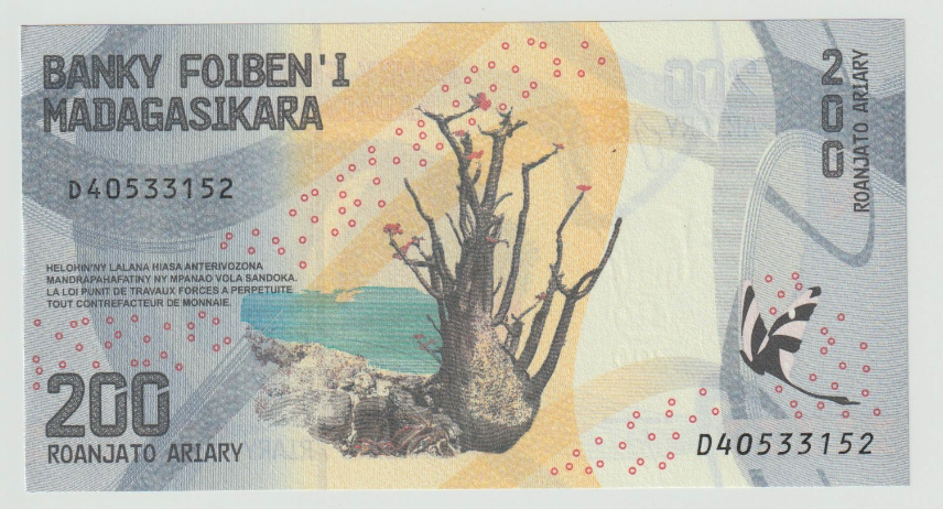 Geldschein, Madagascar, 200 Ariary, 2017, UNZ