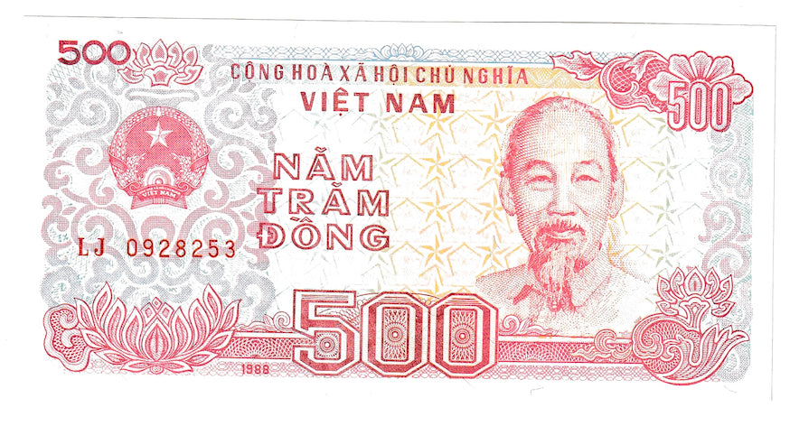 Nota, Vietname, 500 D<ox>ng, 1988, KM:101b, UNC(65-70)