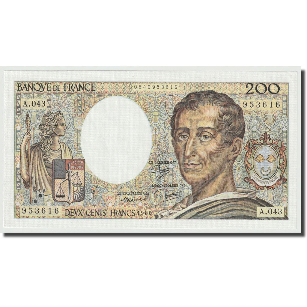 Francia, 200 Francs, Montesquieu, 1986, FDS, Fayette:70.06, KM:155a