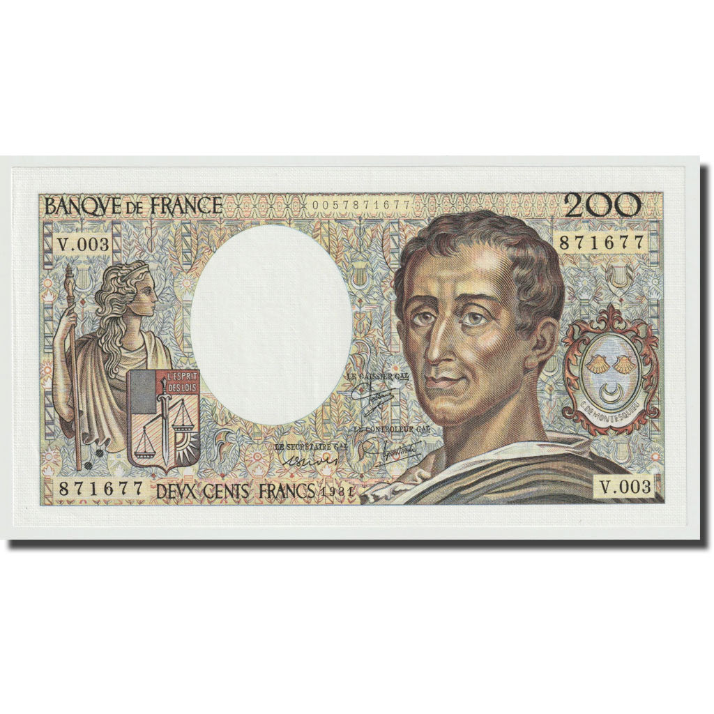 France, 200 Francs, Montesquieu, 1981, UNC(65-70), Fayette:70.01, KM:155a