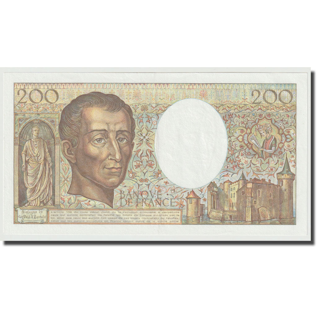 Francja, 200 Francs, Montesquieu, 1988, UNC(63), Fayette:70.8, KM:155c