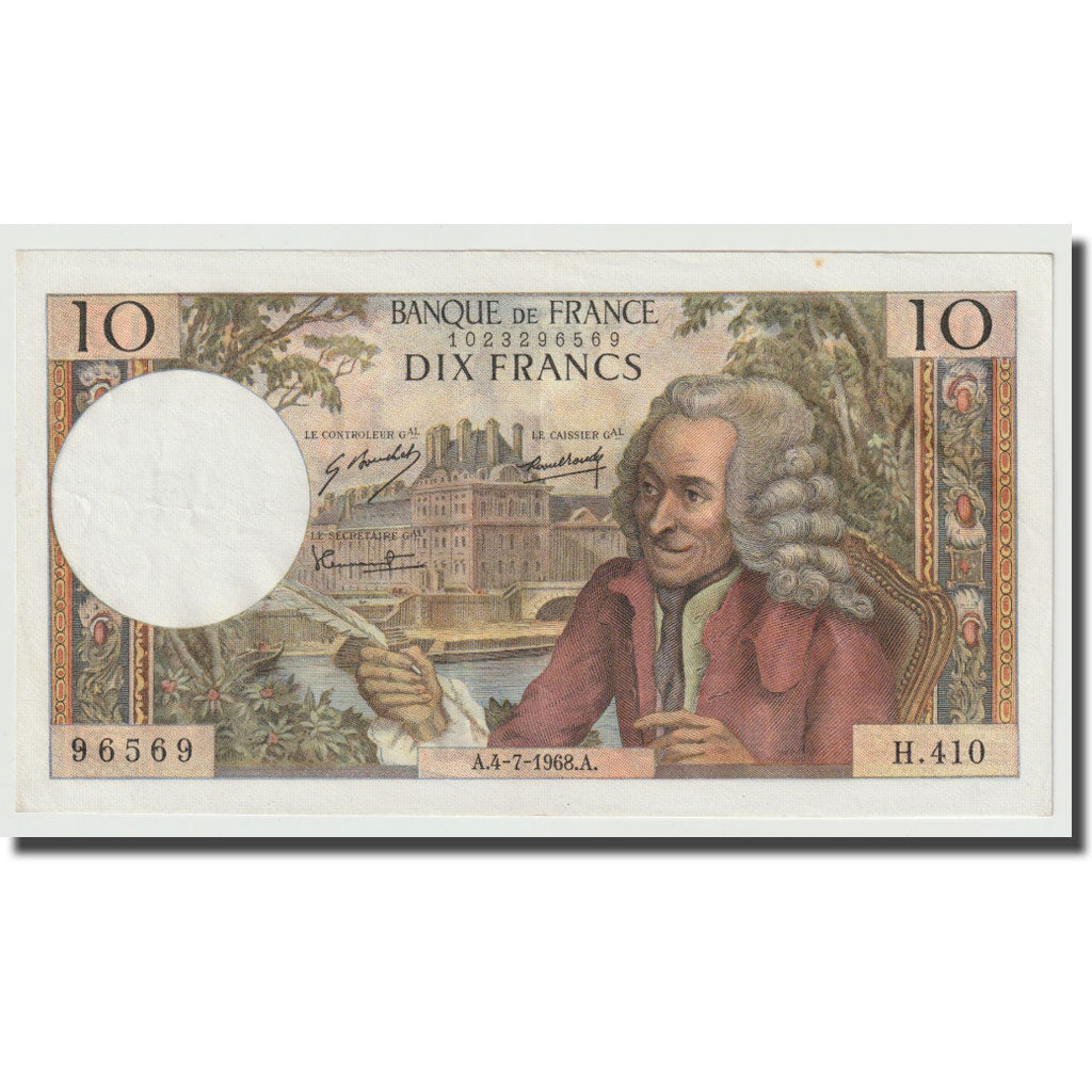 Frankreich, 10 Francs, Voltaire, 1968, 1968-07-04, UNZ-, Fayette:62.33, KM:147c