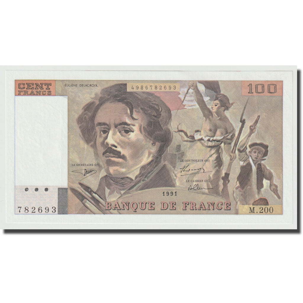 Frankreich, 100 Francs, Delacroix, 1991, UNZ, Fayette:69bis.4a, KM:154f