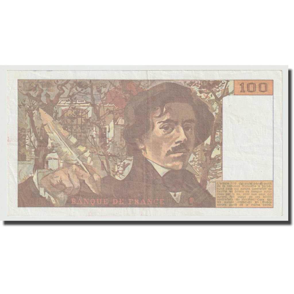 France, 100 Francs, Delacroix, 1993, UNC(64), Fayette:69bis.5, KM:154e
