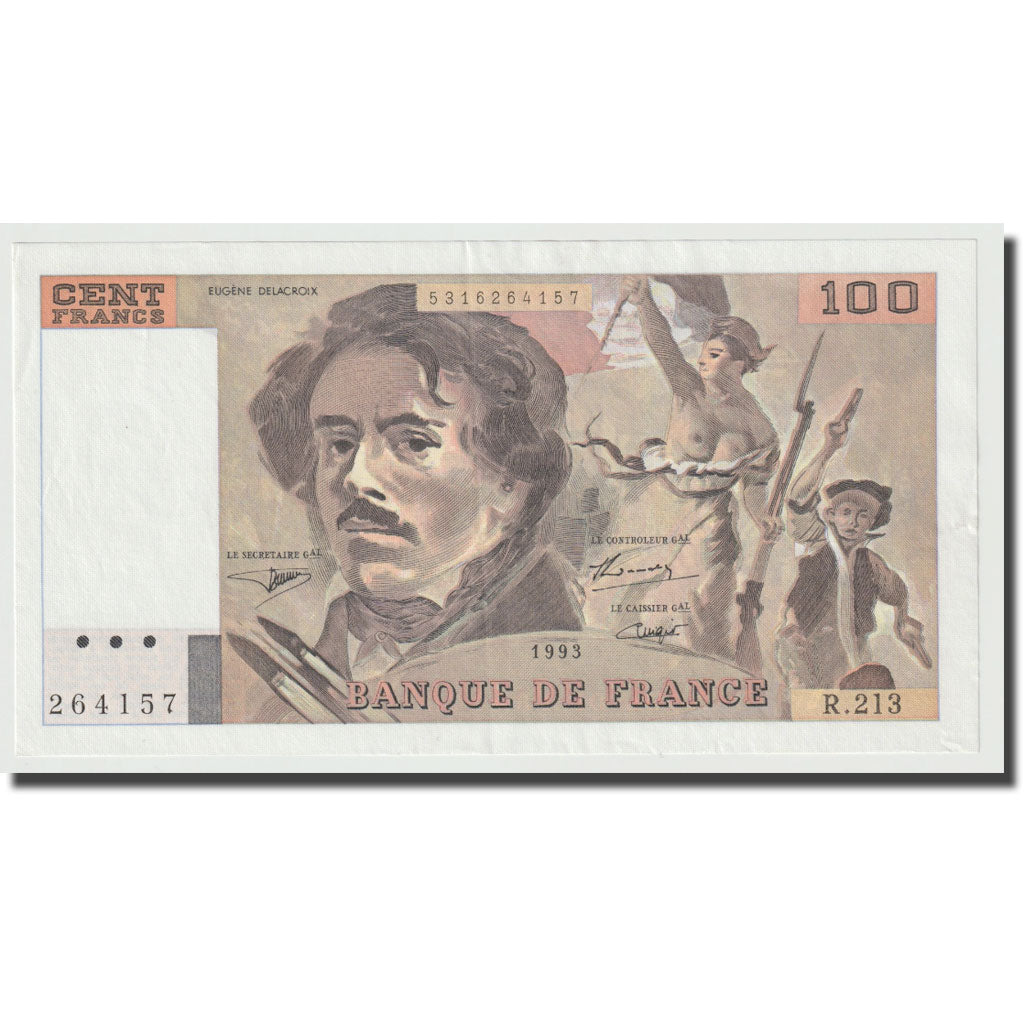 Francja, 100 Francs, Delacroix, 1993, UNC(64), Fayette:69bis.5, KM:154e