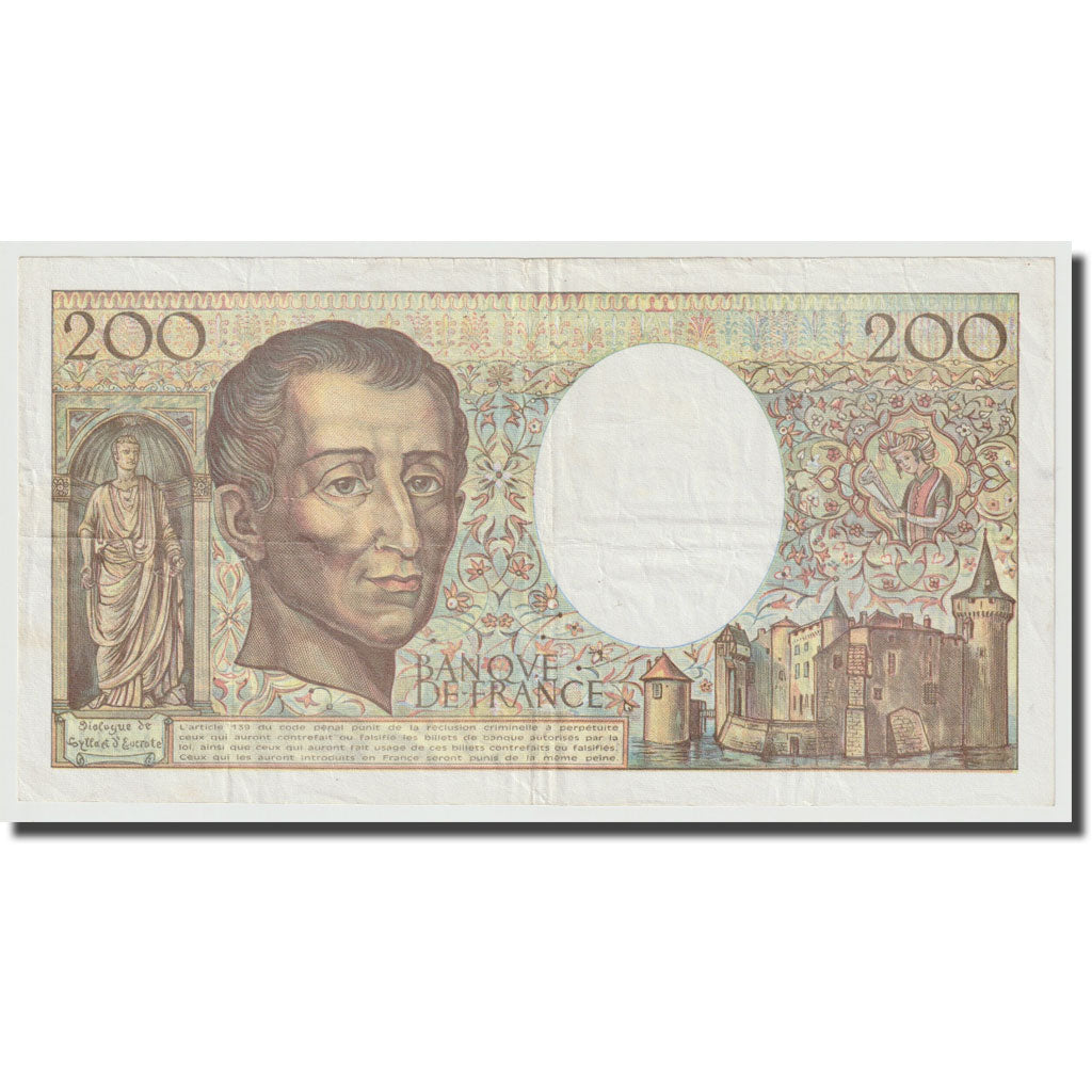 Frankrijk, 200 Francs, Montesquieu, 1990, TTB+, Fayette:70.10 c), KM:155d