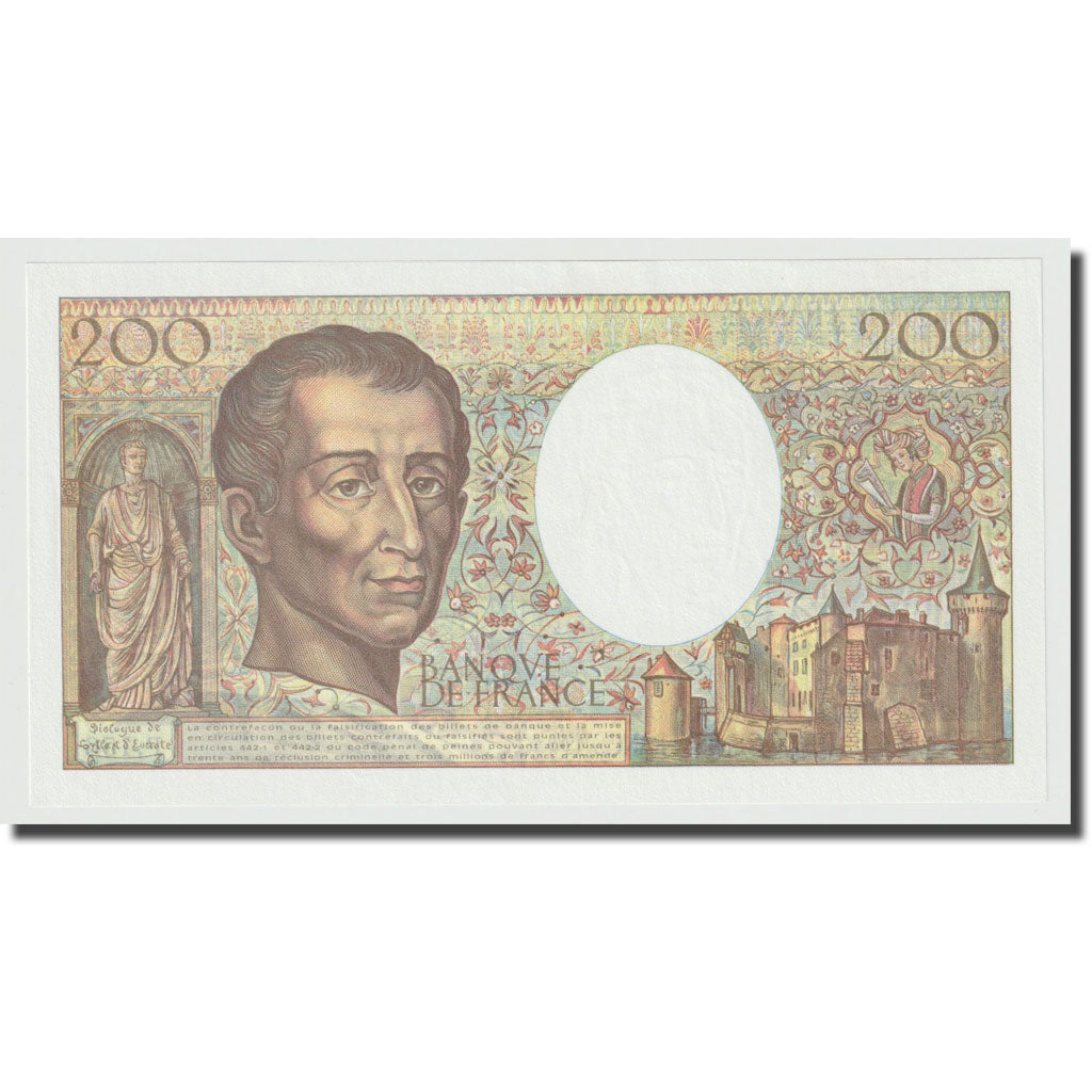 França, 200 Francs, Montesquieu, 1994, UNC(65-70), Fayette:70/2.01, KM:155f