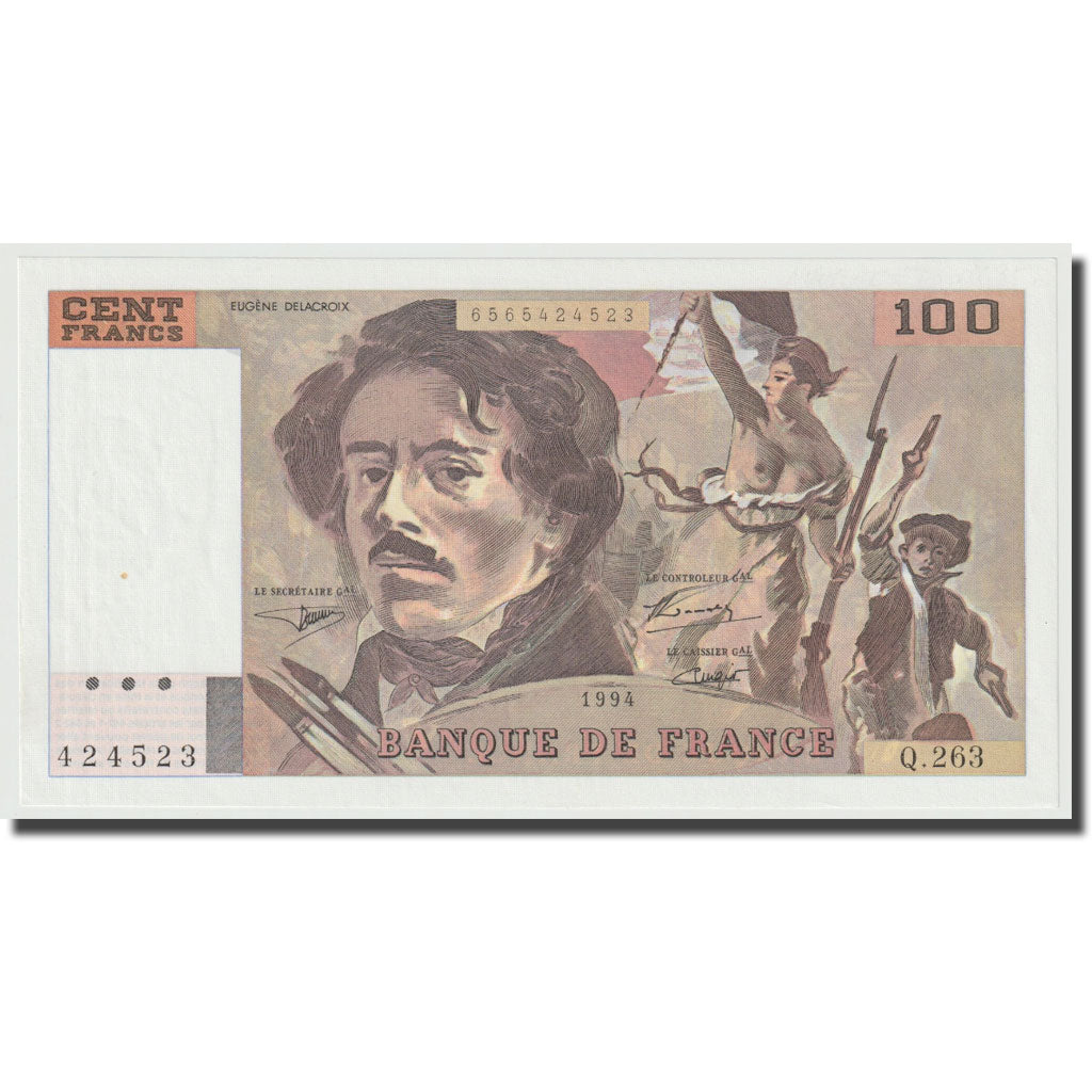 Frankreich, 100 Francs, Delacroix, 1994, UNZ-, Fayette:69ter.1b, KM:154h