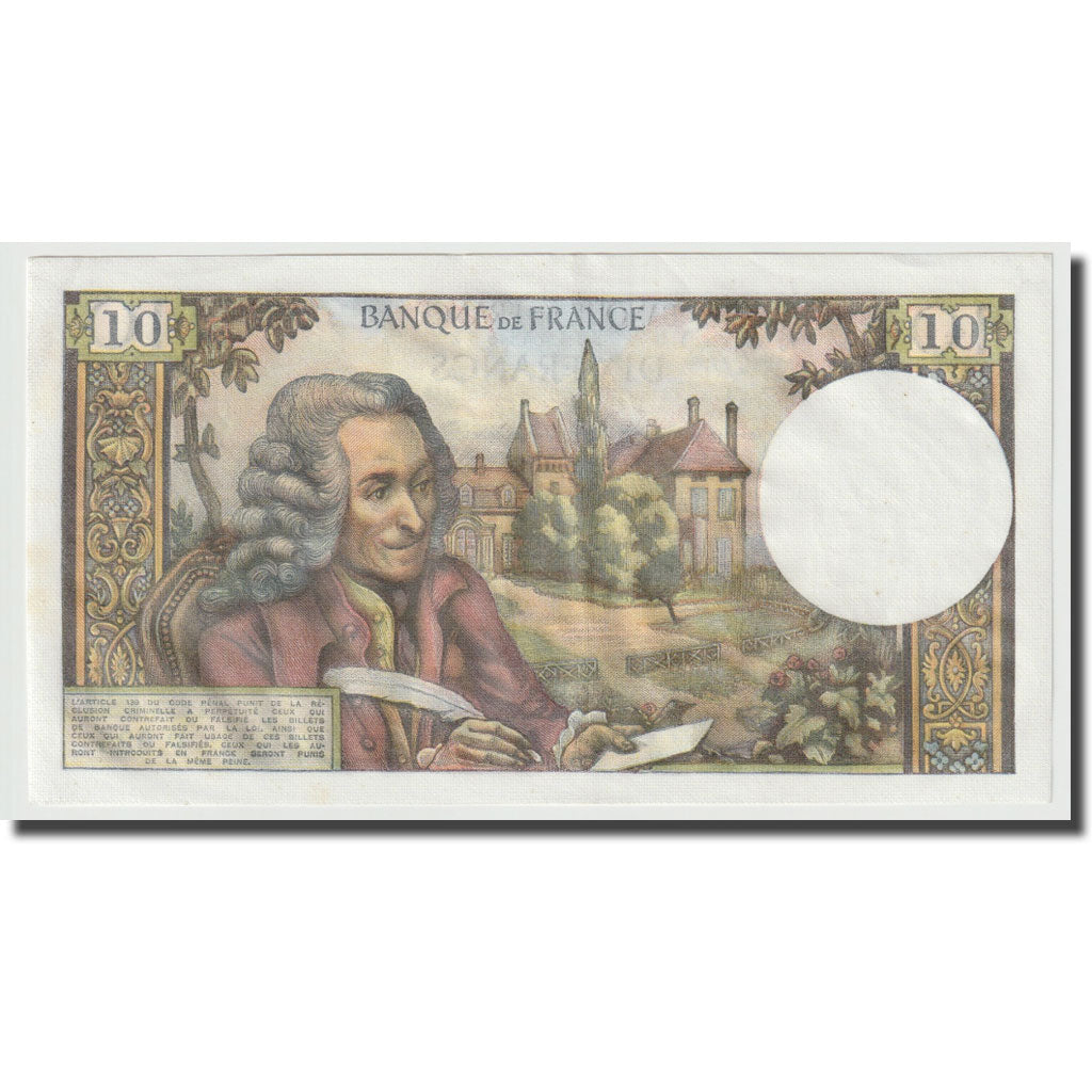 France, 10 Francs, Voltaire, 1973, 1973-11-08, UNC(64), Fayette:62.64, KM:147d