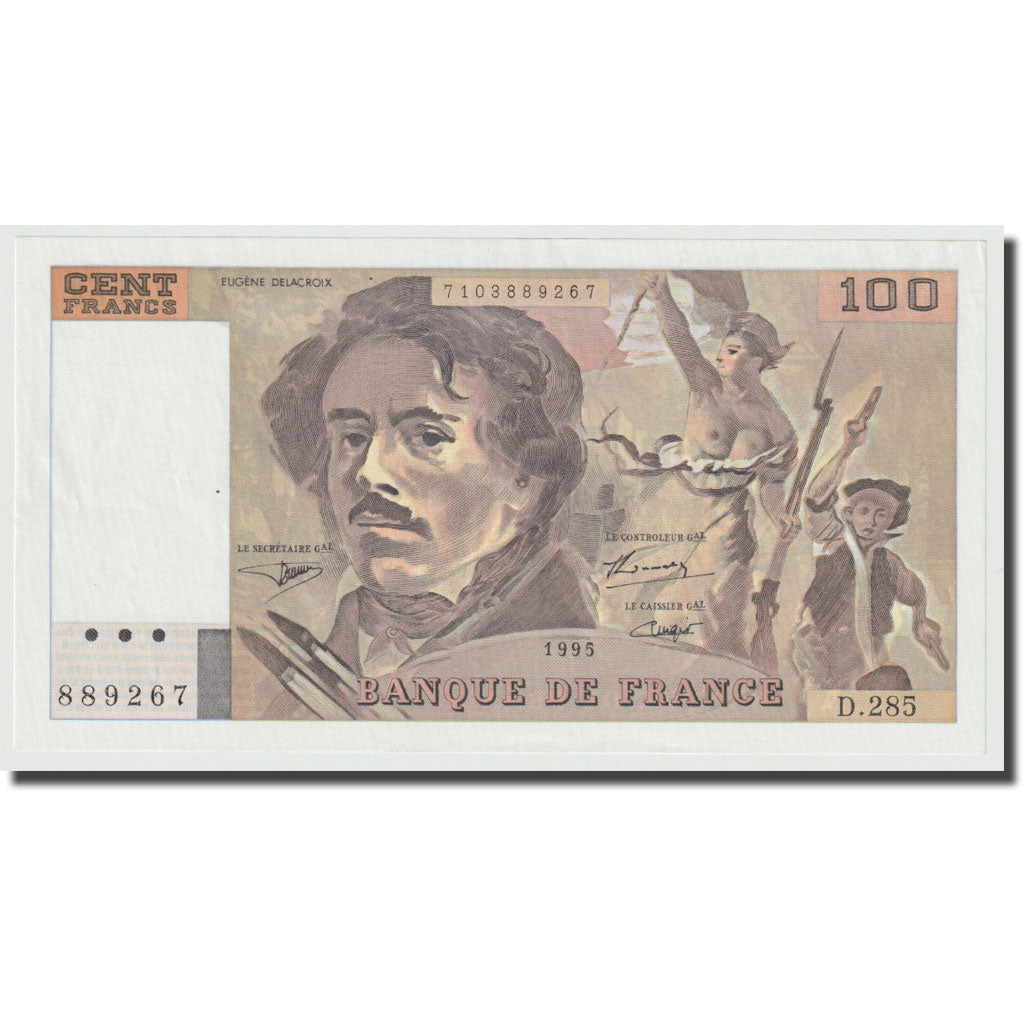 France, 100 Francs, Delacroix, 1994, UNC(65-70), Fayette:69 ter 2c), KM:154h