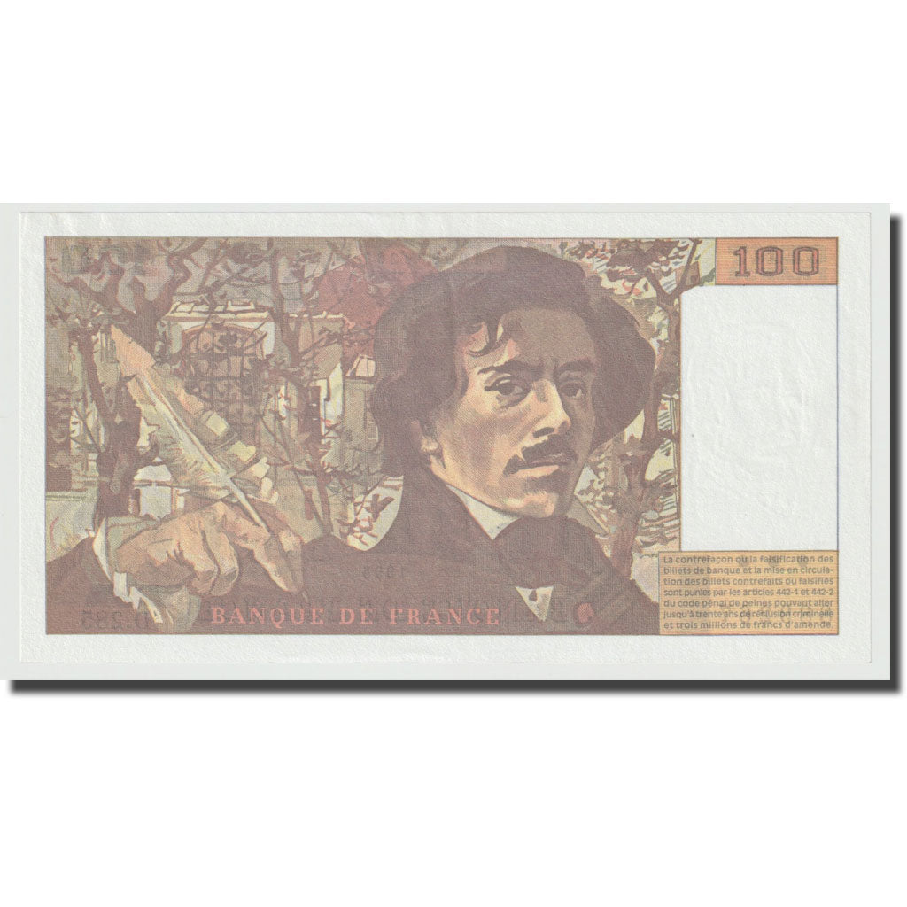 France, 100 Francs, Delacroix, 1994, UNC(65-70), Fayette:69 ter 2c), KM:154h