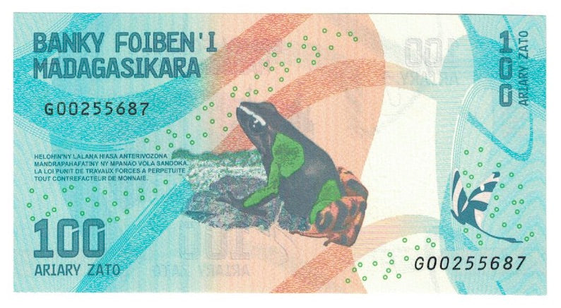 Banknote, Madagascar, 100 Ariary, 2017, UNC(65-70)