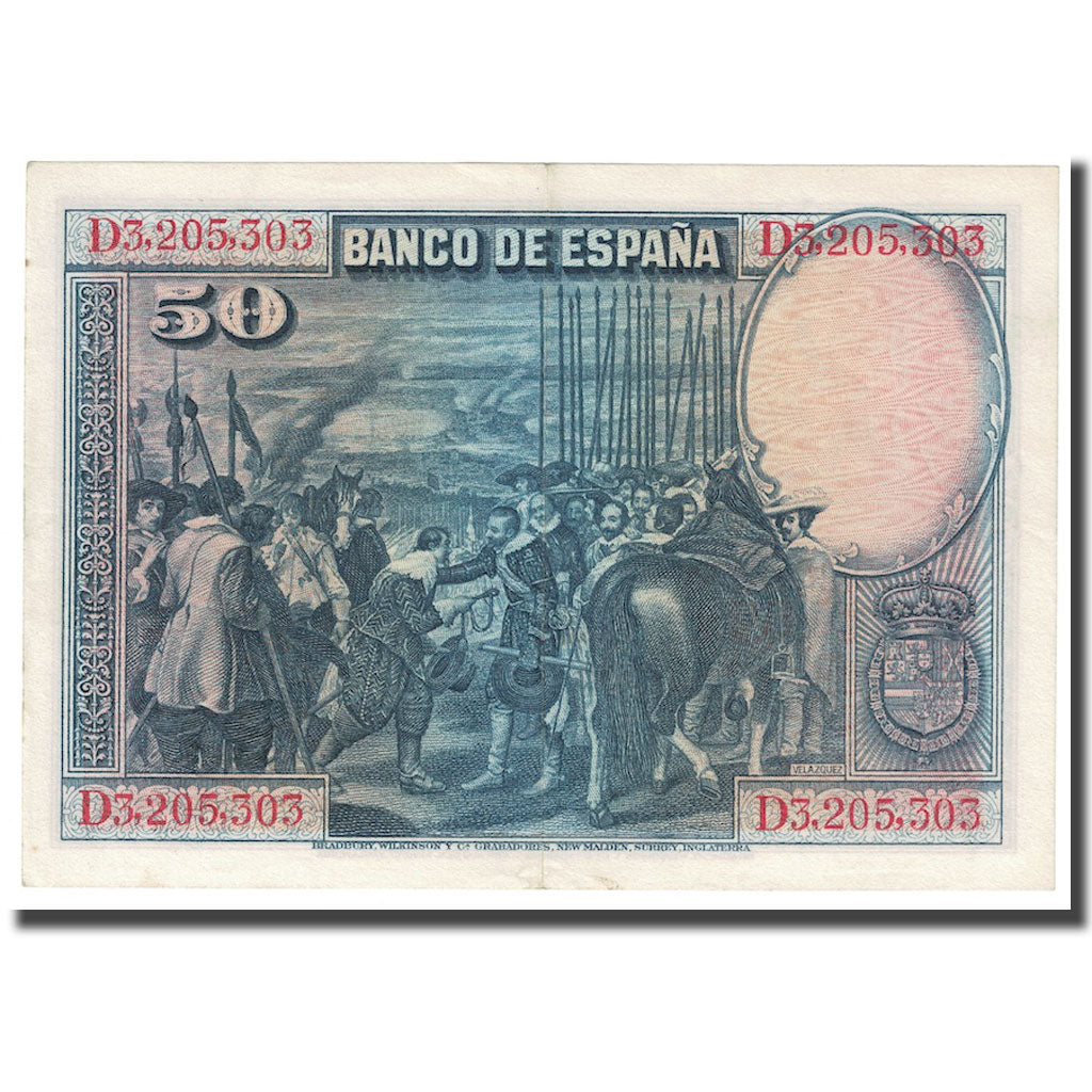 Banknote, Spain, 50 Pesetas, 1928, 1928-08-15, KM:75b, AU(50-53)