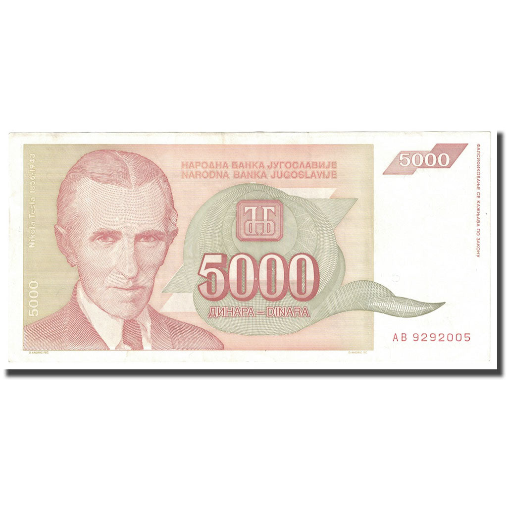 Banconote, Iugoslavia, 5000 Dinara, 1993, KM:128, SPL
