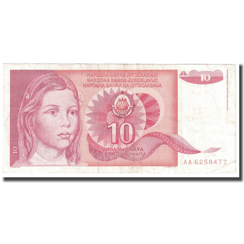 Banknote, Yugoslavia, 10 Dinara, 1990, 1990-09-01, KM:103, AU(55-58)