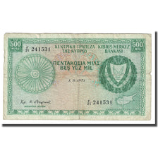 Biljet, Cyprus, 500 Mils, 1971, 1971-09-01, KM:42a, TB